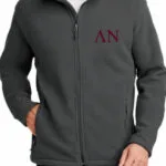 Lambda Nu Dark Grey Fleece Zippered Jacket